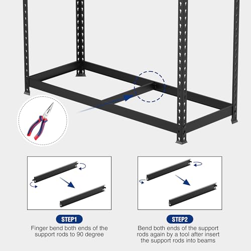 WORKPRO Shelving with MDF Board, 35-3/10”W x 17-1/2”D x 72”H, 1650LBS Load - color: Black, size: 35.3"W x 17.5"D x 72"H