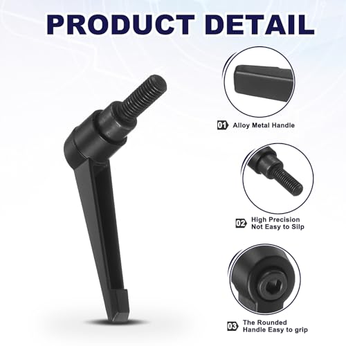 uxcell 2Pcs Adjustable Clamping Lever Handles, M10x25mm Zinc Alloy Male Thread Stud Knobs with Nuts Quick Release Bolt Rotating Screw Handles for Lathes Woodworking, Black - size: M10x25mm