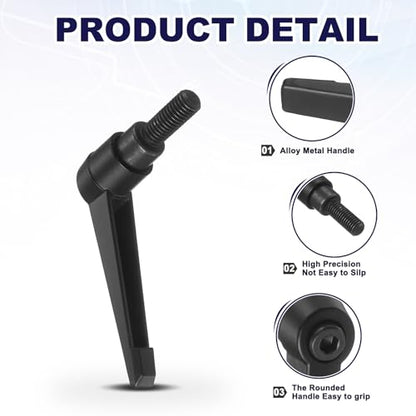 uxcell 2Pcs Adjustable Clamping Lever Handles, M10x25mm Zinc Alloy Male Thread Stud Knobs with Nuts Quick Release Bolt Rotating Screw Handles for Lathes Woodworking, Black - size: M10x25mm
