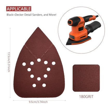 180 Grit Mouse Sander Sandpaper, 50PCS Sanding Pads for Mouse Palm Sanders, Hook and Loop Sandpaper, Triangle Sanding Pads for Black and Decker Mouse Sanders and Many Other Palm Sanders (180 Grit) - style: 180 Grit