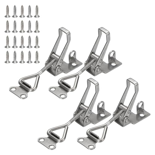 HARFINGTON 4pcs 4001 Toggle Latch Clamp Adjustable SUS304 with Lock Hole - color: Silver