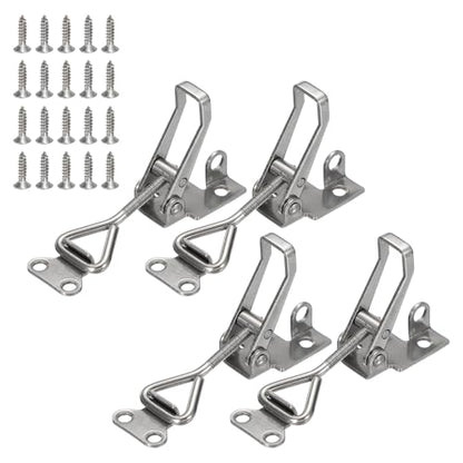 HARFINGTON 4pcs 4001 Toggle Latch Clamp Adjustable SUS304 with Lock Hole - color: Silver