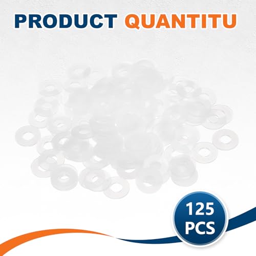 PATIKIL 125 Pcs Nylon Flat Washer M5 5mm ID 12mm OD 1mm THK White - color: White, size: 5mm x 12mm x 1mm