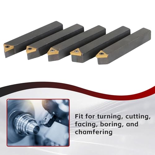 findmall 5Pcs 3/8″ Indexable Carbide Lathe Turning Tool Holder Kit - size: 5Pcs 3/8"