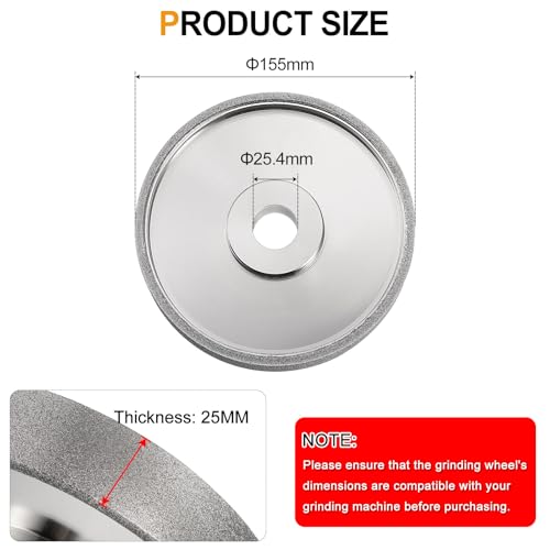 HARFINGTON Diamond Lapidary Wheel 6 Inch x 1 Inch Arbor Hole 100 Grit Grinding Wheels for Stone, Marble, Glass, Ceramics, Crystal, Carbide, Steel - size: 100 Grits