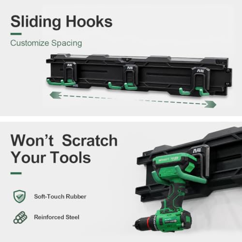66" Wall Mount Tool Organizer with Locking Hooks, 300 LBS Storage System
