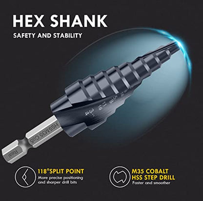 1/4"-3/4" Double Sprial Flute M35 Cobalt Step Drill Bit - size: 1/4"-3/4"(2 Flute)