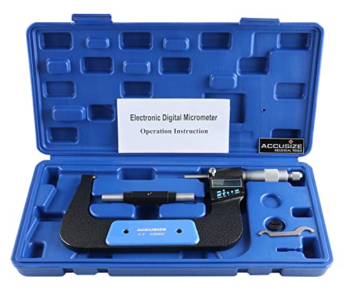 Accusize Industrial Tools 4-5''/100-125 mm 7 Keys Electronic Digital Outside Micrometers, 0.00005'' Or 0.001 mm Resolution, Ac21-5022 - size: 4-5" / 100-125 mm
