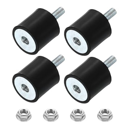 uxcell M5 Rubber Mounts, 4Pcs 20x20mm(DxH) Rubber Cylindrical Anti Vibration Isolator Shock Absorber with Lock Nut for Car Bobbin Generator Air Compressors - size: M5x15mm, 20x20mm Rubber