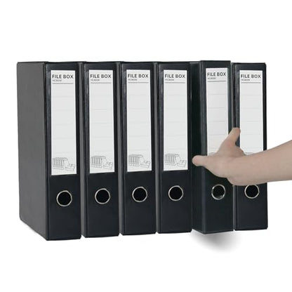 6 Pack Foldable Plastic Box Files A4 with Metal Clip（Black） - color: black, size: with clip
