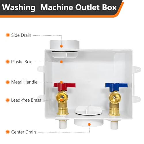 HeSun Washing Machine Outlet Box, 1/2" CPVC x 3/4" MHT Outlet(WM004-1) - size: Washing Machine Box W/ Regular, style: CPVC