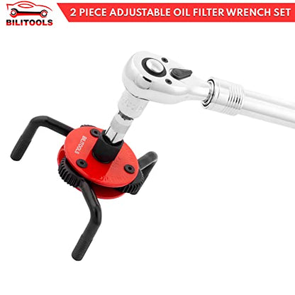 BILITOOLS Universal Adjustable 3-Jaw Oil Filter Wrench, 1/2-Inch Drive