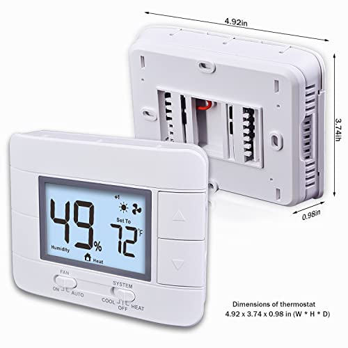 Aowel Thermostats for Home & House, up to 2 Heat/ 2 Cool, Non-Programmable