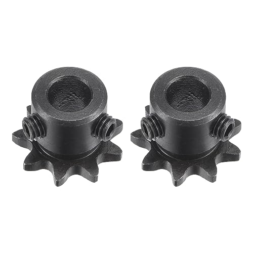 uxcell #25 Chain Roller Sprocket, 8mm Bore 1/4" Pitch 9 Tooth Single Strand Chain Sprocket, C45 Carbon Steel 25 Roller Chain Sprocket with Set Screws for ISO 04C Chain, 2Pcs - size: 21mmx8mm