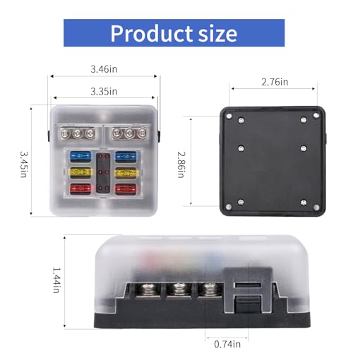 6 Way 12V Fuse Box Blade with LED Indicator Damp-Proof Cover - Individual Positive Fuse Holder with Ground Bus Holder for 12V/24V Vehicle Car Boat Marine Truck - color: 6 Way