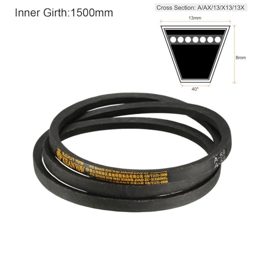 uxcell A59 Drive V-Belts 59" Inner Length 13mm Width 8mm Thick JIS Standard A-Section Rubber Drive Transmission Belt - size: 59"