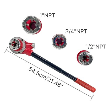 HFS(R 3-Die NPT Ratchet Pipe Threader Kit, 1/2, 3/4 and 1 Inch - size: with 3 Dies