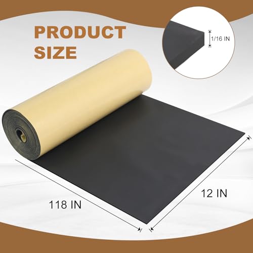 Eunice Sponge Neoprene Foam Sheet with Adhesive, 12 in x 118 in x 1/16 in - size: 12 in x 118 in x 1/16 in