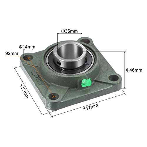 uxcell UCF207 Flange Block Bearings 35mm Bore Cast Iron Bearing Unit Set - size: 35mm