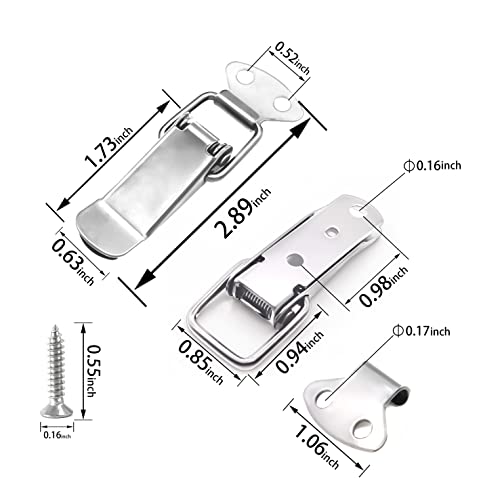 Lesnala 12 Pcs Stainless Steel Spring Toggle Lock with Clasp for Cabinets