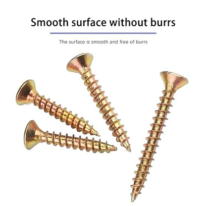 200pcs Flat Head Phillips Wood Screws #8 × 1/2", Yellow Zinc Plated Carbon Steel Sheet Metal Screws, High Strength Self Tapping Screws for Metal Plastic & Wood, Self Drilling, 8 × 1/2-Inch - size: #8X1/2"