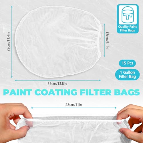 15 Pcs 1 Gallon Paint Strainer Bags Fine Mesh Filters Strainer