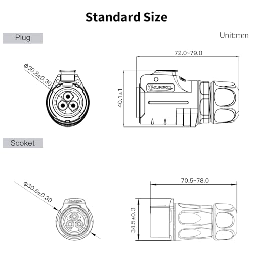 CNLINKO LP-24 3 Pin Circular Connector IP68 Waterproof Mating Plug Set - size: 3-Pin