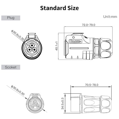 CNLINKO LP-24 3 Pin Circular Connector IP68 Waterproof Mating Plug Set - size: 3-Pin