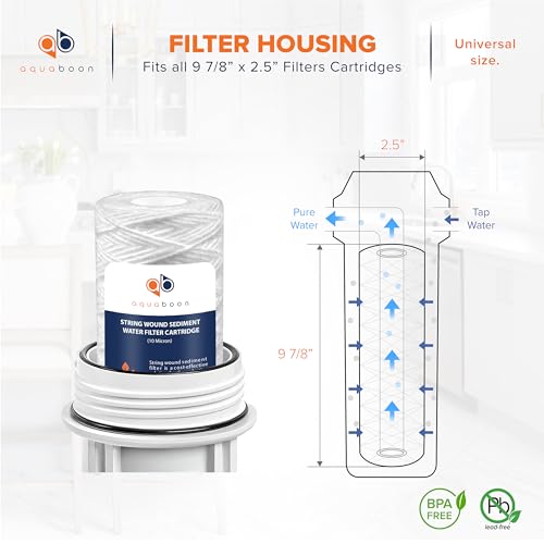 Aquaboon String Wound Water Filter Cartridge - Whole House 10 Micron 6-Pack