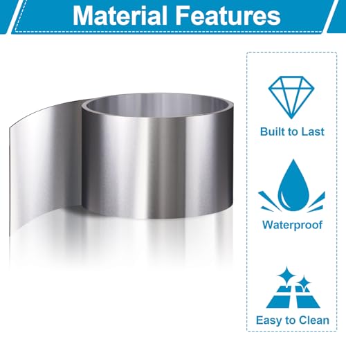 Vigorous 304 Stainless Steel Foil Roll, 2" x 10Ft Stainless Steel Sheet, Full Hard, 0.2mm Thick Stainless Steel Flashing for DIY, Arts & Crafts Project, Decoration, Protection, Kitchen and Bath - size: 2" x 10Ft