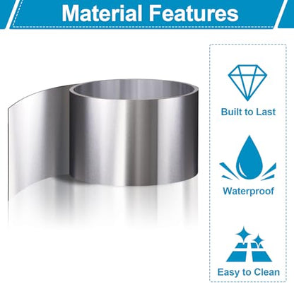 Vigorous 304 Stainless Steel Foil Roll, 2" x 10Ft Stainless Steel Sheet, Full Hard, 0.2mm Thick Stainless Steel Flashing for DIY, Arts & Crafts Project, Decoration, Protection, Kitchen and Bath - size: 2" x 10Ft