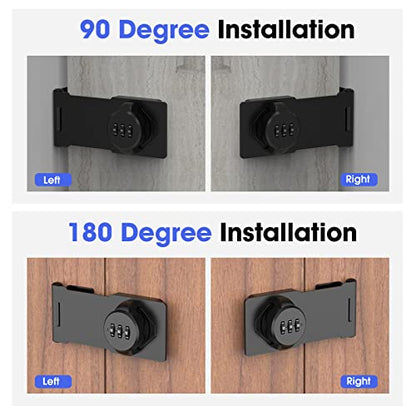 Cabinet Locks with Combination, Hasp Locks, 2 Packs Black - color: 2 Packs Black