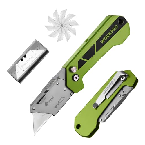 WORKPRO Box Cutter, Utility Knife, Green - color: Green