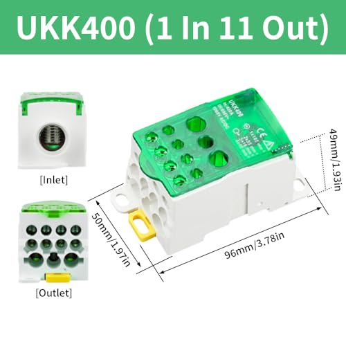 DIN Rail Distribution Box,690V 400A Positions Screw Terminal Block Junction Box Breaker Box Circuit Breaker Distribution Box for Various Power Distribution Needs (Green, 400A) - color: Green, size: 400A