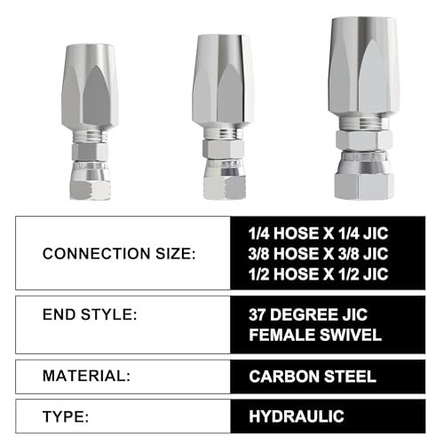4PCS Reusable Hydraulic Hose Repair Fittings Kit, 1/2'' 3/8'' 1/4'' for Size #08#06#04 Single Wire Hydraulic Hose - size: 1/2''&3/8''&1/4''