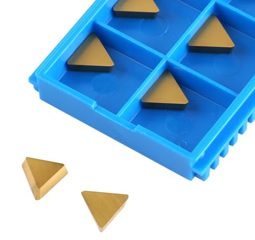 Accusize Industrial Tools TPG22 Wiper Carbide Inserts, TiN Coated, T-Shape, 10 Pcs/Box, 2127-1025x10 - size: TPG22 Wiper, T-Shape