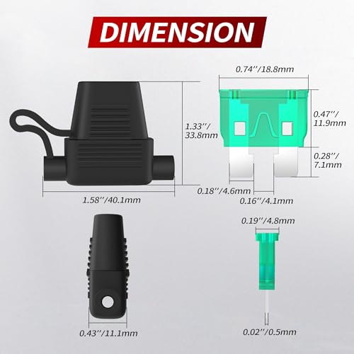 DaierTek 12 AWG Inline Fuse Holder 12V, ATO/ATC in Line Fuse Holder 12 Volt Waterproof with 30 Amp & 40 Amp Medium Blade Fuse for Marine Car Automotive- 10pcs - color: Normal