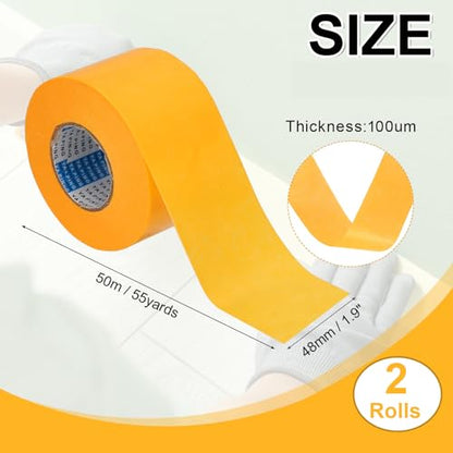 2roll Masking Tape (1.9" x55Yards Yellow) No Residue Universal Tape - color: Yellow, size: 1.9" x 55Yards