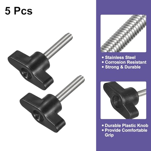 uxcell 5Pcs Clamping Screw Knob, M6 x 30mm Metric 304 Stainless Steel T Shaped Thumb Screws Handle for Quick Remove Hand Tightening Knob Replacement - size: M6 x 30mm