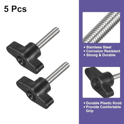 uxcell 5Pcs Clamping Screw Knob, M6 x 30mm Metric 304 Stainless Steel T Shaped Thumb Screws Handle for Quick Remove Hand Tightening Knob Replacement - size: M6 x 30mm