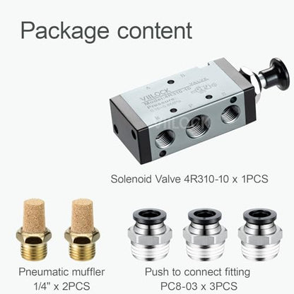 4R310-10 Push Pull Valve 5/2 Way 3/8"NPT Air Valve for Cylinder - size: 3/8"NPT, style: 5 way 2 position