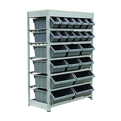 King's Rack Bin Rack Storage System Heavy Duty Steel Rack Organizer Shelving Unit w/ 22 Plastic Bins in 6 tiers - size: 6 Tiers - 22 Bins