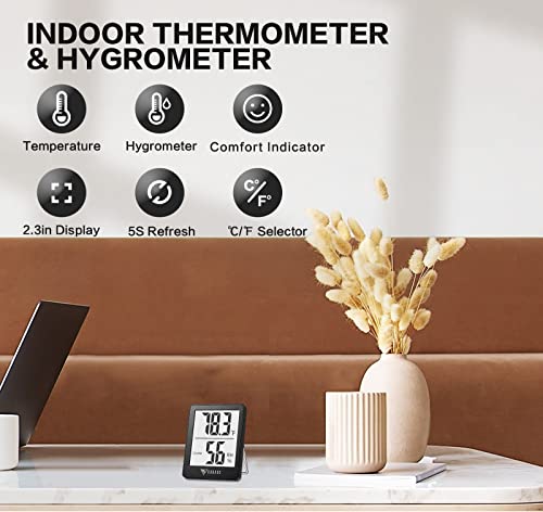 DOQAUS Digital Hygrometer Indoor Thermometer Humidity Meter, Black - color: Black