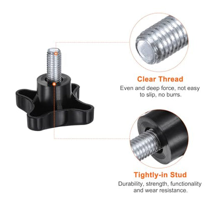 HARFINGTON 2pcs Star Knobs M10 x 20mm Male Thread Plastic 4-Star Stud Knob Hand Tightening Clamping Screw Replacement Threaded Handle, Black - size: M10 x 20mm