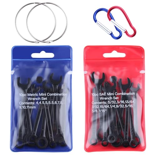 20PCS Mini Wrench Set 4mm-11mm & 5/32"-7/16" - size: SAE&Metric Set A
