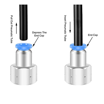 3/8 Female Npt Push to Connect Fittings,CEKER 4MM x 3/8" NPT Female Thread Air Fittings 4MM Quick Connect Air Lines Fittings Pneumatic Tubing Fitting Push in Connector 5Packs - size: 4MM X 3/8" FNPT