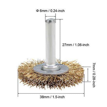 uxcell 1-1/2Inch Wire Wheel Brush Bench 1/4-Inch Shank Crimped Steel 10 Pcs - size: 1 1/2Inch