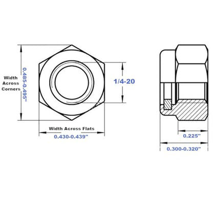 1/4-20 Lock Nut Nylon Insert Hex Locknuts Locking Hex Nuts 304 Stainless Steel 60pcs - size: 1/4-20