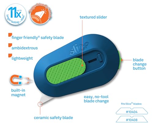 Slice Mini Box Cutter | Manual Retracting | Safe Ceramic Box Cutter Lasting 11x Longer than Metal | Box Opener | 1 Pack | Blue - color: Blue, size: 1 Pack