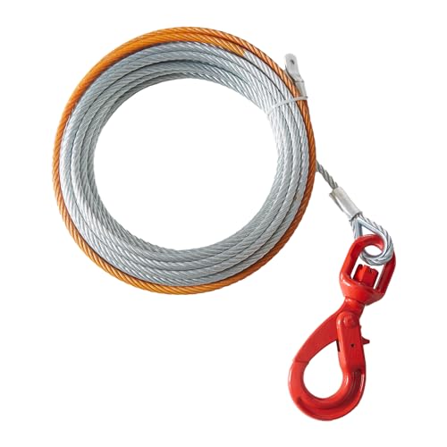 VEVOR Galvanized Steel Winch Cable, 3/8 Inch x 50 Feet 15,200 lbs Breaking Strength, Wire Winch Rope with Swivel Hook, Towing Cable Heavy Duty, Universal Fit for SUV, Large Off-Road Vehicle, Truck - size: 50 ft